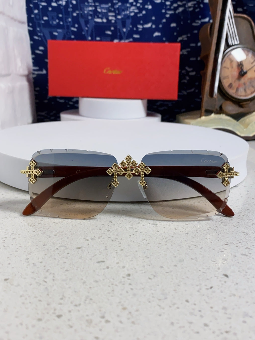 Cartier Lightweight Rimless Silver Lens Sunglasses for Men & Women - 415890 - detail image 10