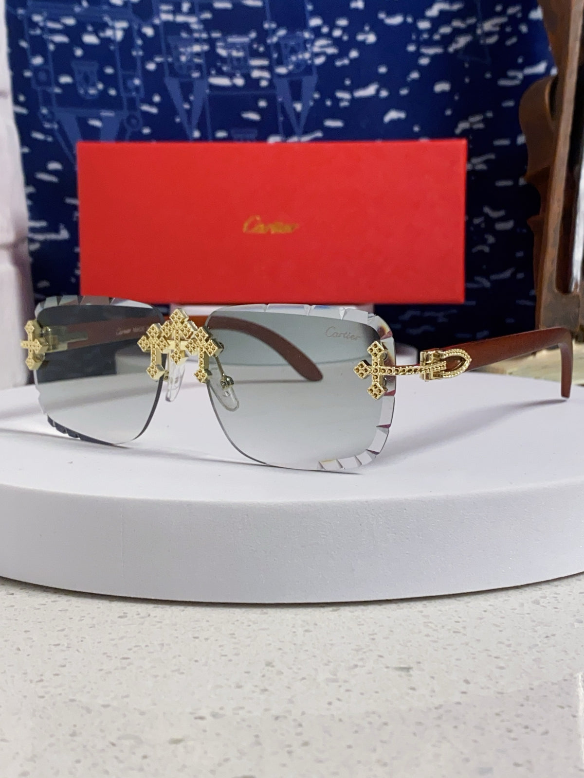 Cartier Lightweight Rimless Silver Lens Sunglasses for Men & Women - 493669