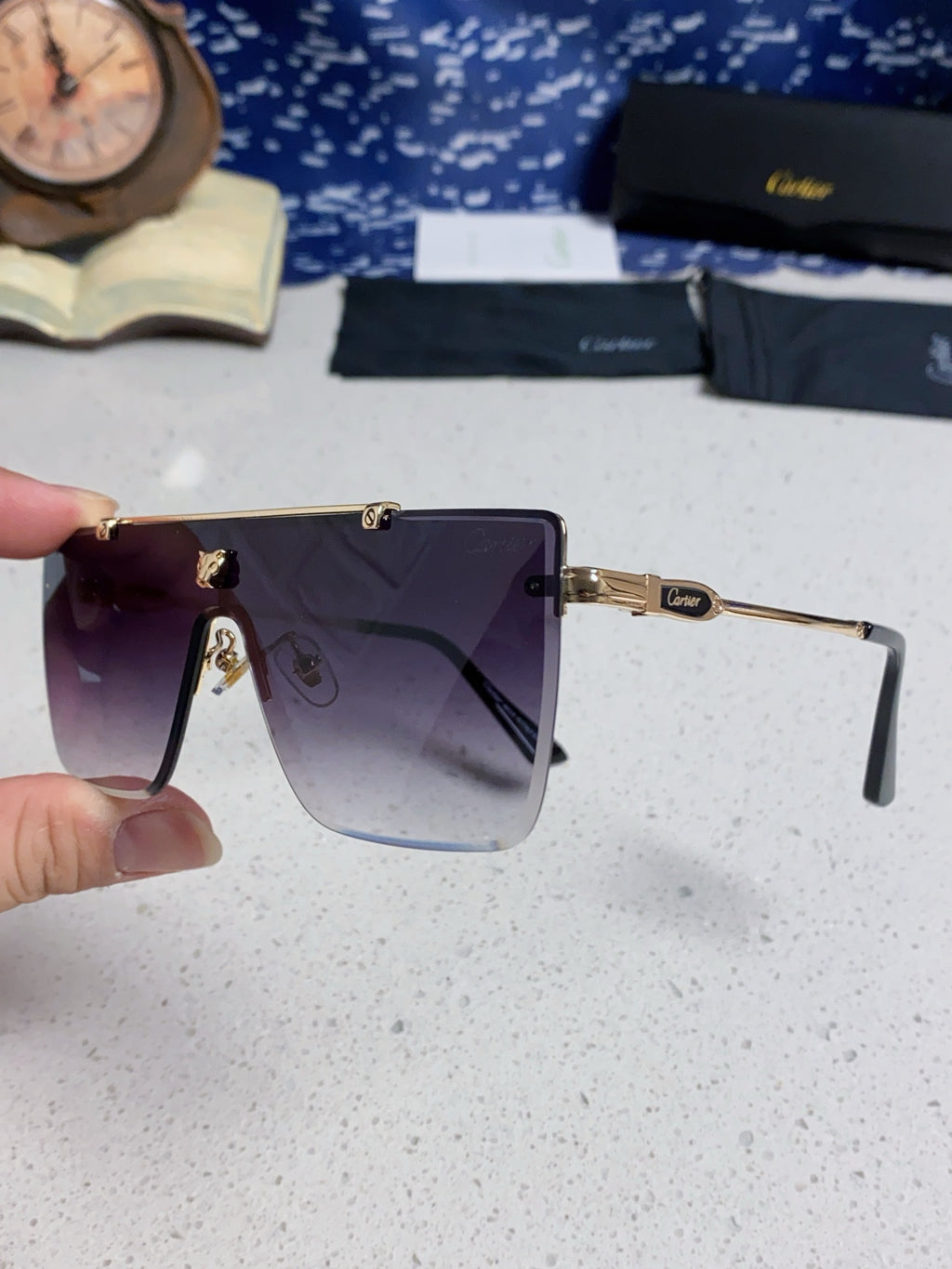 Cartier Fashion Purple Lens Sunglasses for Men - detail image 6