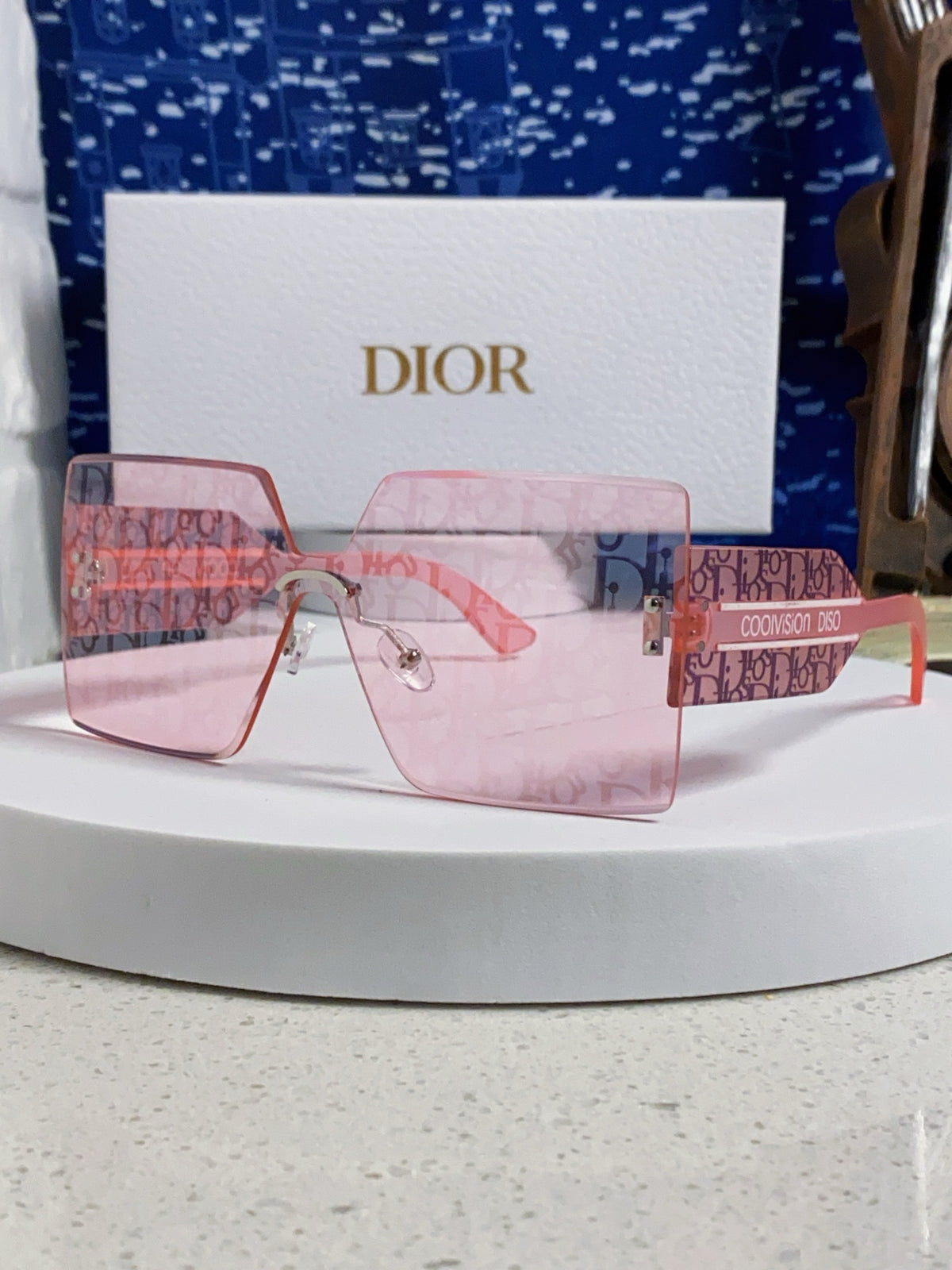 Dior Lightweight Rimless Red Lens Sunglasses for Men - 431846