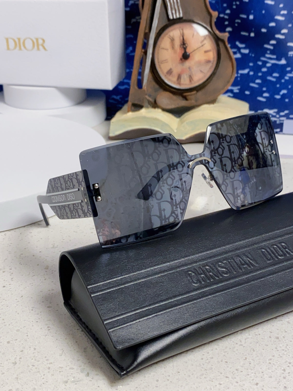 Dior Lightweight Rimless Blue Lens Sunglasses for Men - 358160 - detail image 8