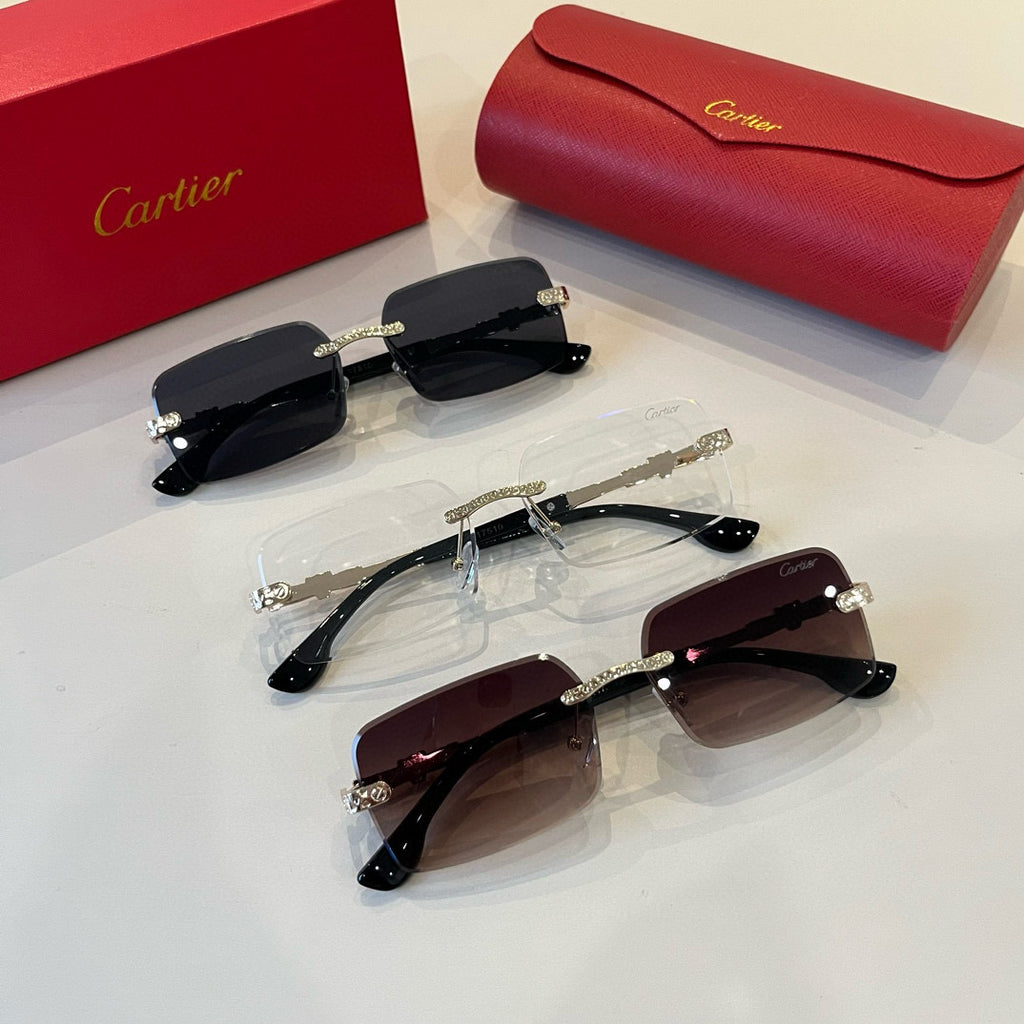 Cartier Lightweight Metal Rimless Silver Lens Sunglasses for Men & Wo - 358488 - detail image 10