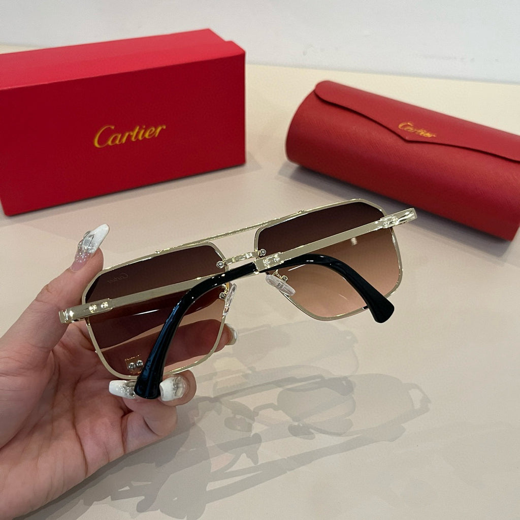 Cartier Lightweight Metal Rimless Brown Lens Sunglasses for Men & Wom - 358491 - detail image 8