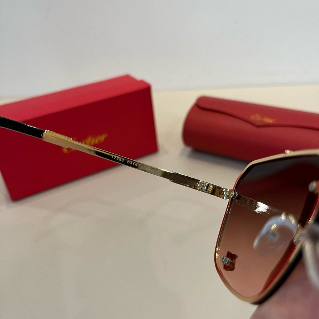 Cartier Lightweight Metal Rimless Brown Lens Sunglasses for Men & Wom - 358491 - detail image 10
