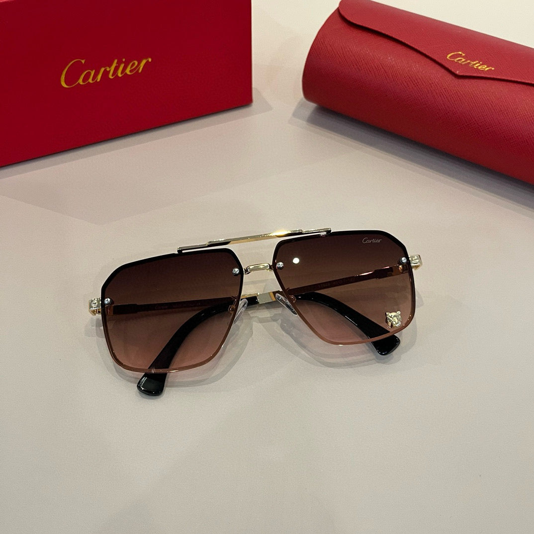Cartier Lightweight Metal Rimless Brown Lens Sunglasses for Men & Wom - 358491 - detail image 5