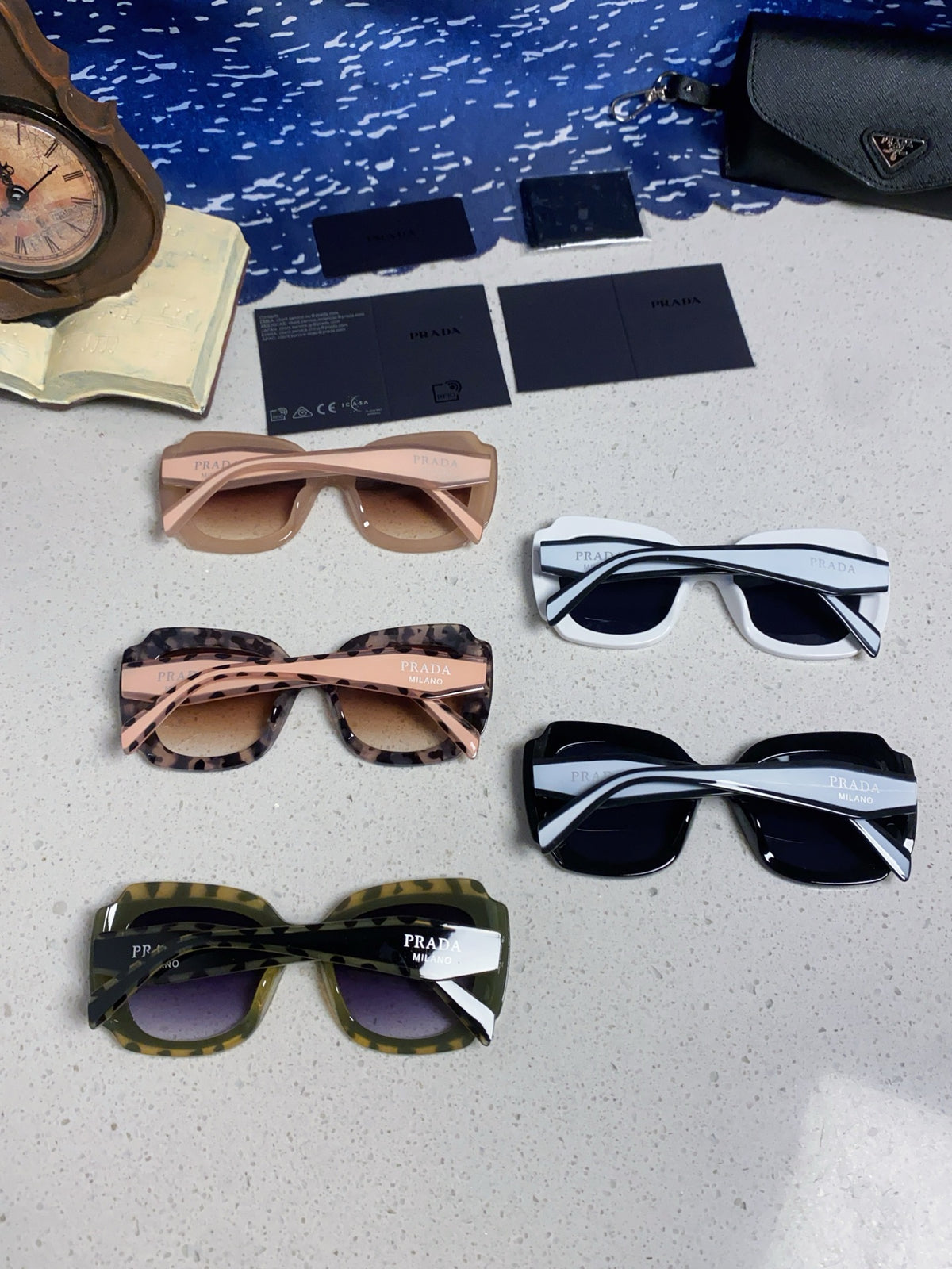Prada 16YSF Acetate Fashion Blue Lens Sunglasses for Men & Women - 432118 - detail image 11