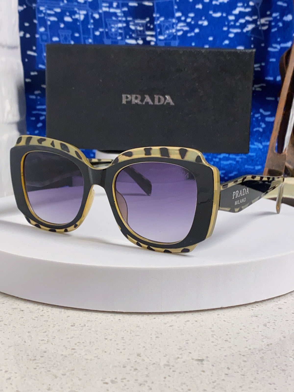 Prada 16YSF Acetate Fashion Blue Lens Sunglasses for Men & Women - 415675