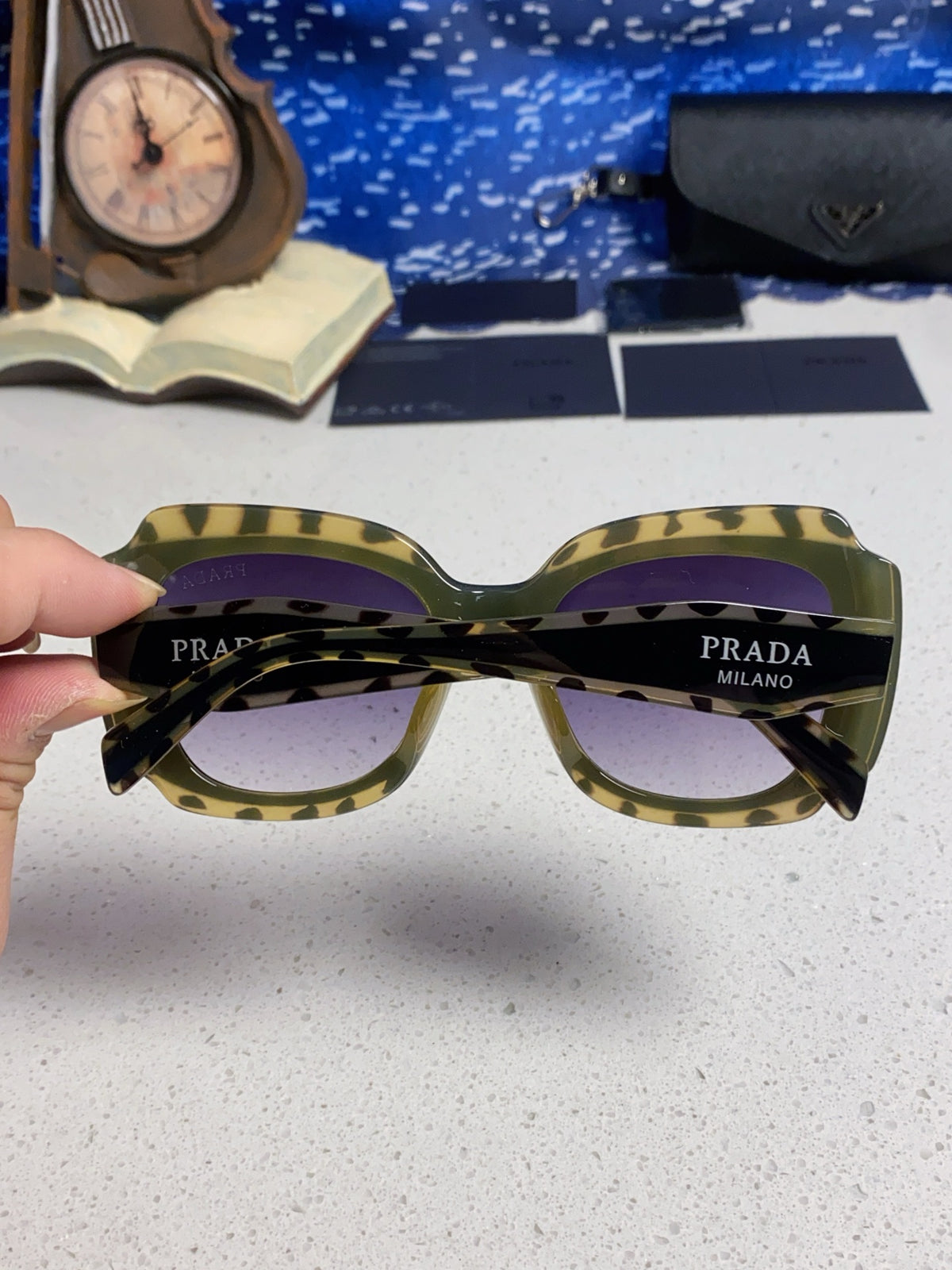 Prada 16YSF Acetate Fashion Blue Lens Sunglasses for Men & Women - 415675 - detail image 5