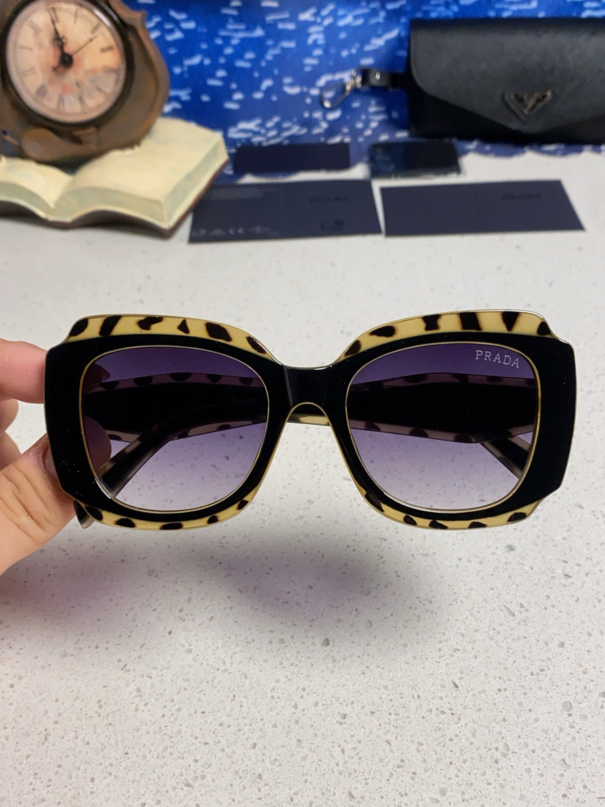 Prada 16YSF Acetate Fashion Blue Lens Sunglasses for Men & Women - 432118 - detail image 4