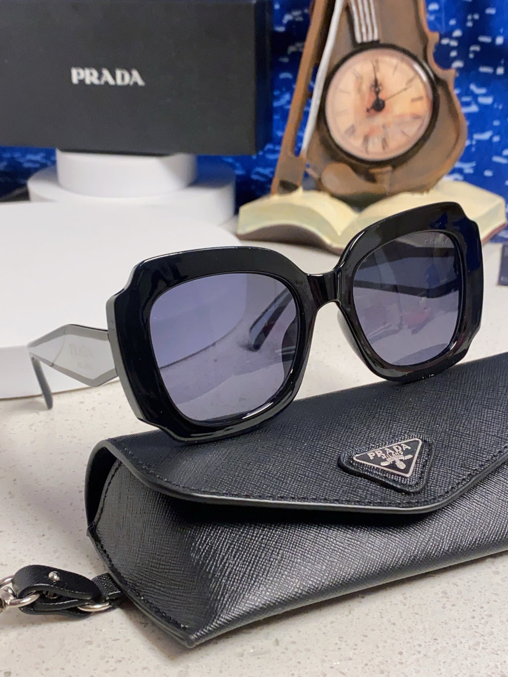 Prada 16YSF Acetate Fashion Black Lens Sunglasses for Men & Women - detail image 10