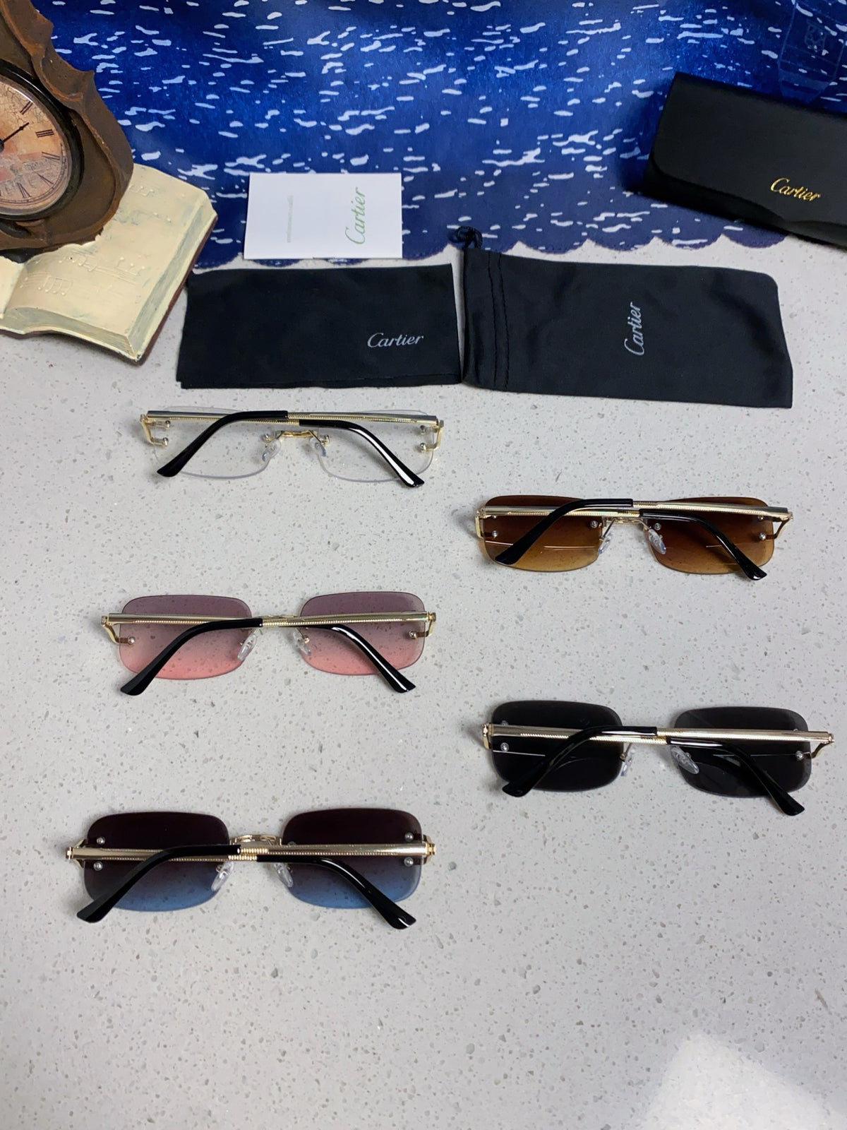 Cartier Lightweight Rimless Silver Lens Sunglasses for Men & Women - 449477 - detail image 11