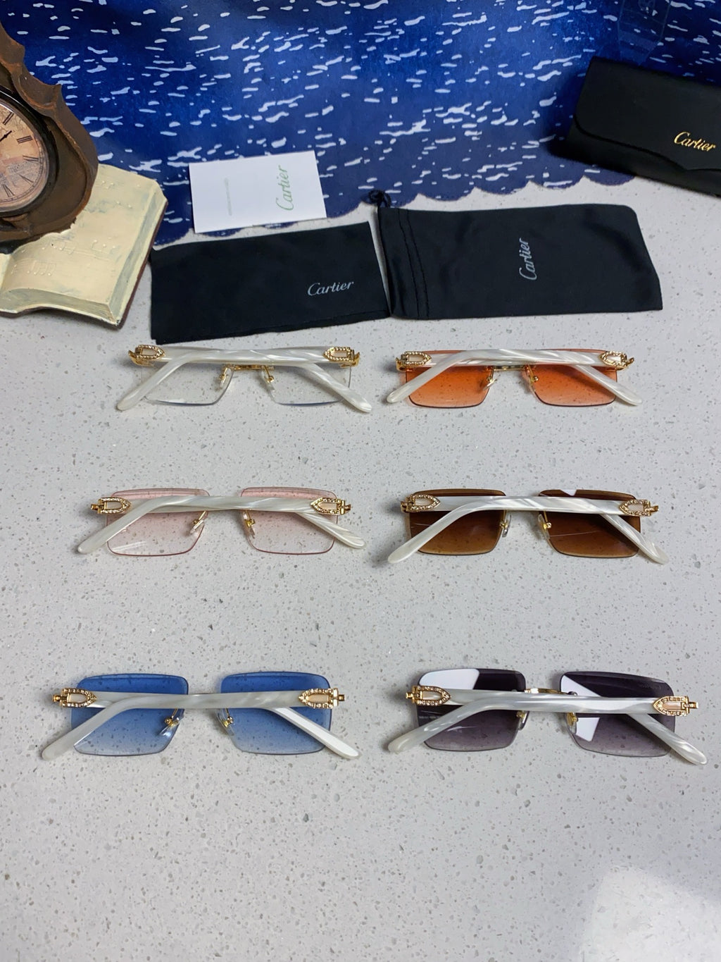 Cartier Lightweight Rimless Silver Lens Sunglasses for Men & Women - 449482 - detail image 11