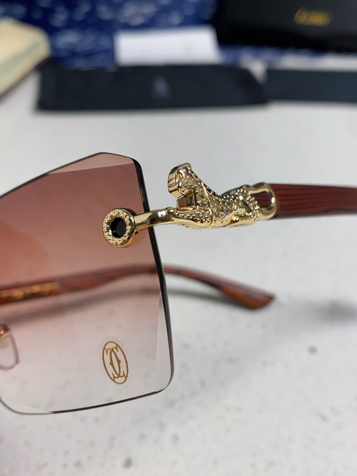 Cartier Lightweight Rimless Silver Lens Sunglasses for Men & Women - 432351 - detail image 7