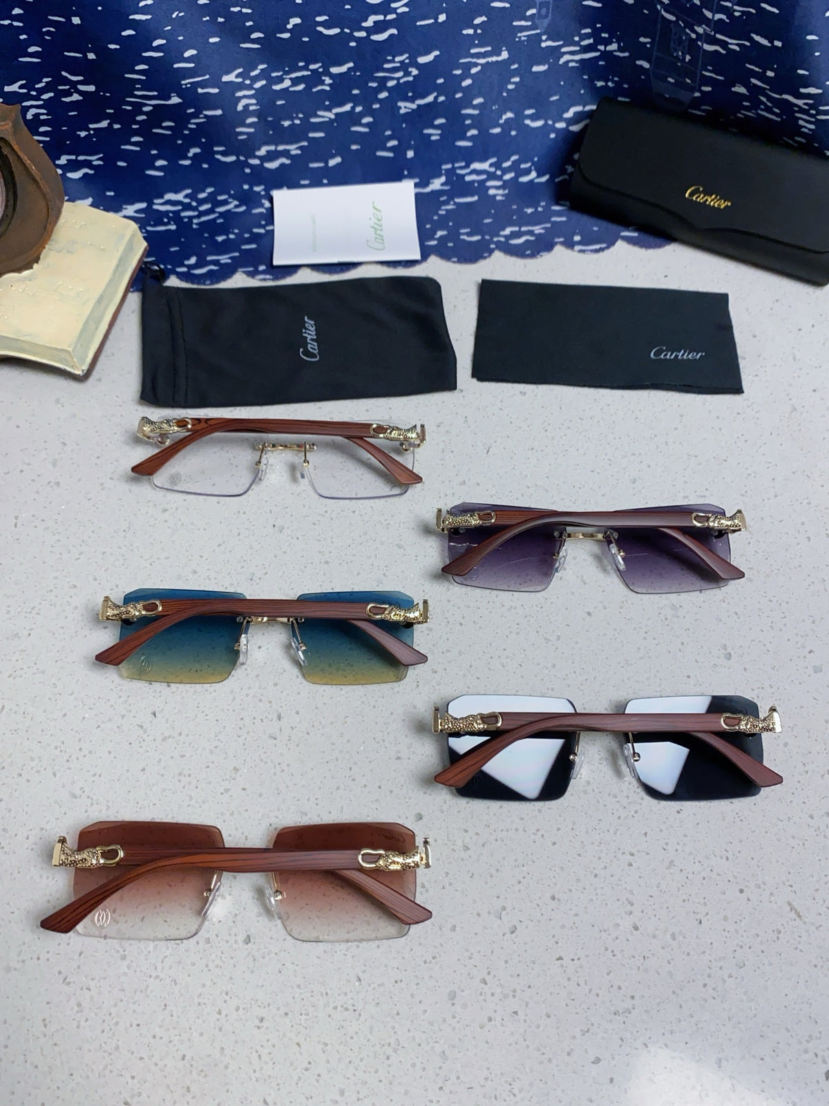 Cartier Lightweight Rimless Silver Lens Sunglasses for Men & Women - 432351 - detail image 11