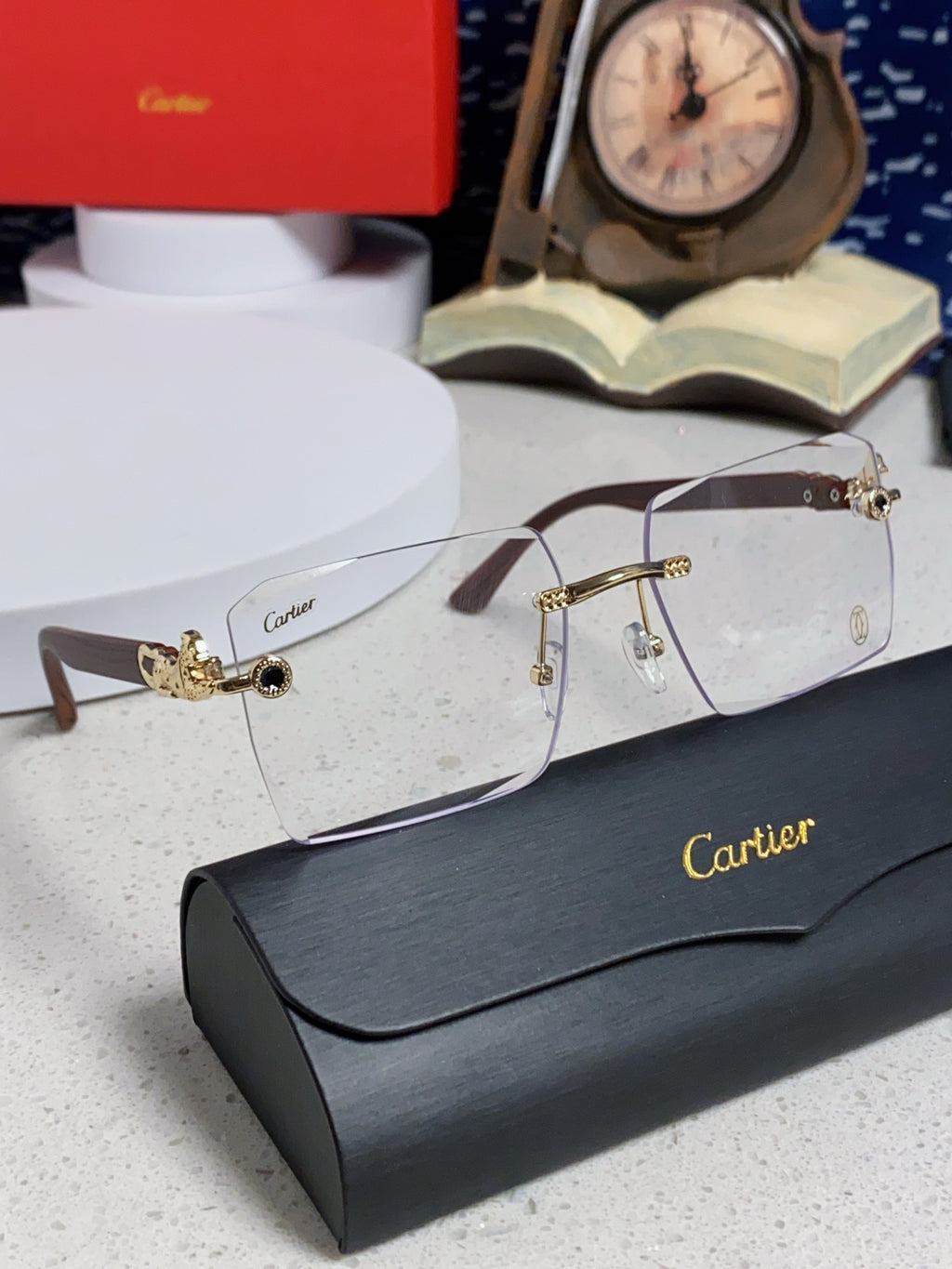Cartier Lightweight Rimless Silver Lens Sunglasses for Men & Women - 432349 - detail image 10