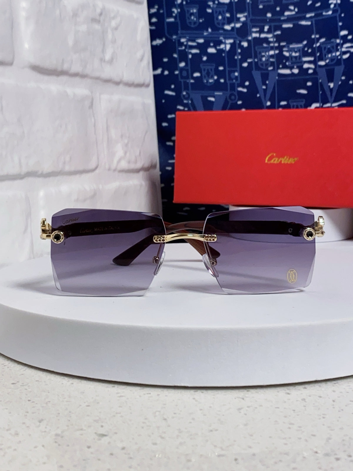 Cartier Lightweight Rimless Silver Lens Sunglasses for Men & Women - 432352 - detail image 2