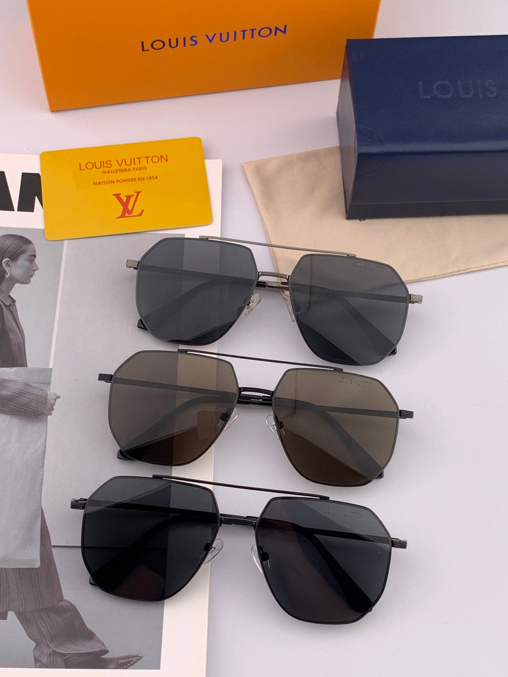 Louis Vuitton L08902 Polarized Aviator Pink Lens Sunglasses for Men - detail image 7
