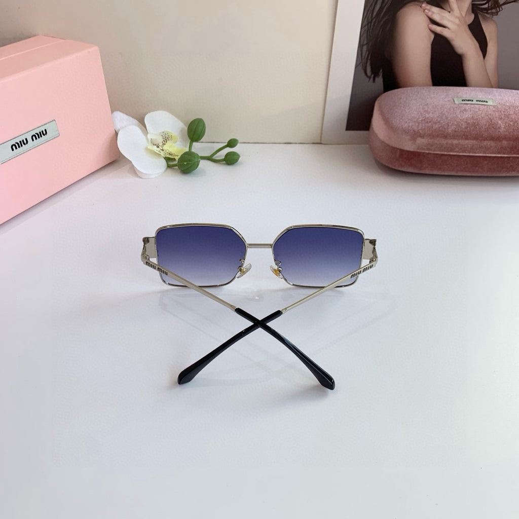 Miu Miu Metal Square Blue Lens Sunglasses for Men & Women - 358685 - detail image 4
