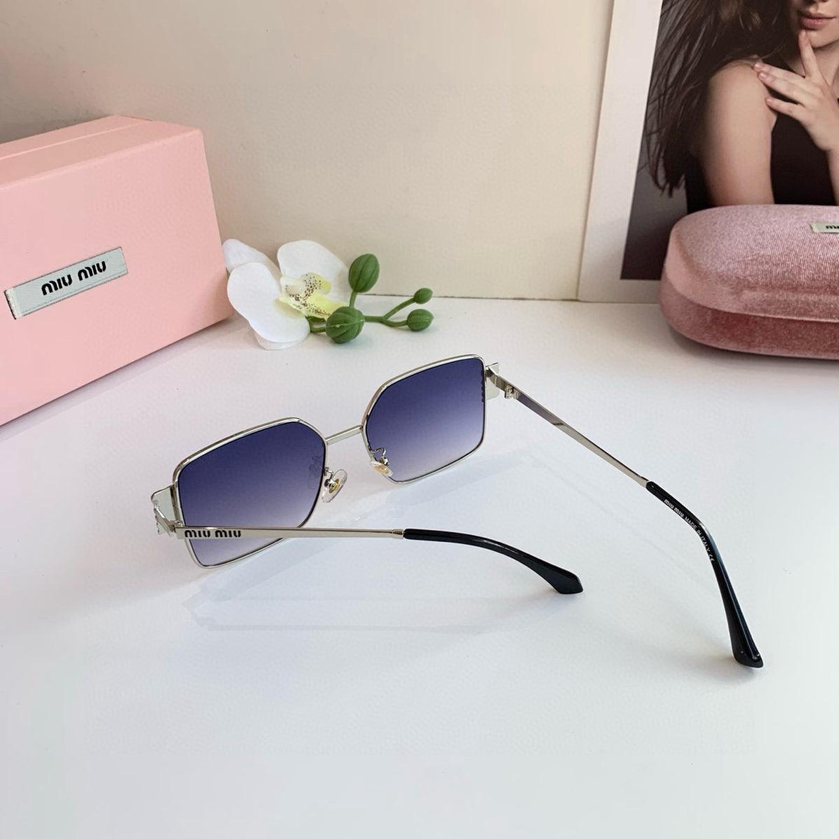 Miu Miu Metal Square Blue Lens Sunglasses for Men & Women - 358685 - detail image 3