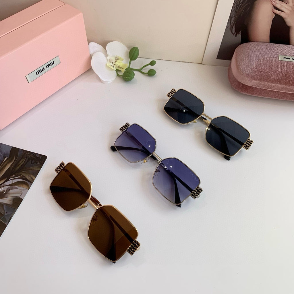 Miu Miu Metal Square Blue Lens Sunglasses for Men & Women - 358685 - detail image 5