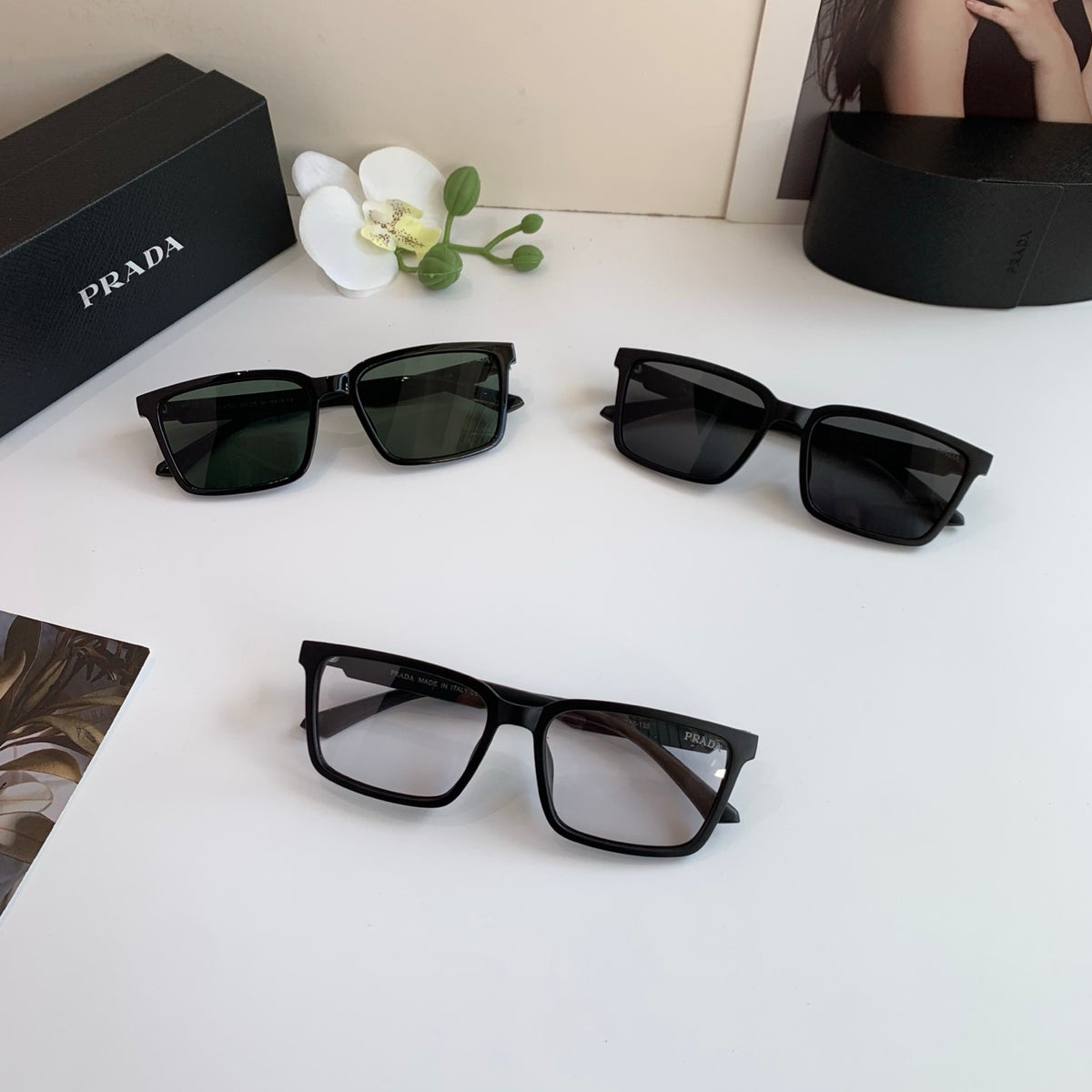 Prada Square Black Lens Sunglasses for Men & Women - 934928 - detail image 4