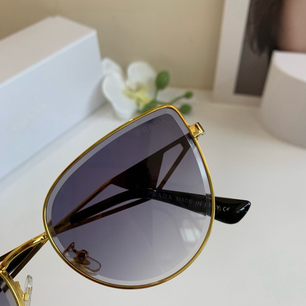 Prada Metal Square Silver Lens Sunglasses for Men & Women - 372124