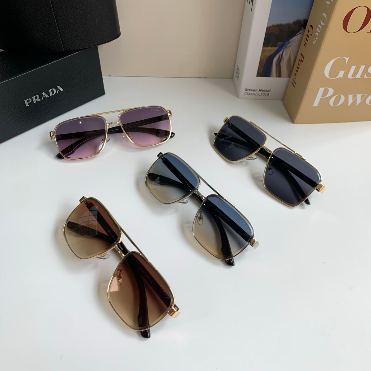 Prada Metal Square Brown Lens Sunglasses for Men & Women - 998097 - detail image 10