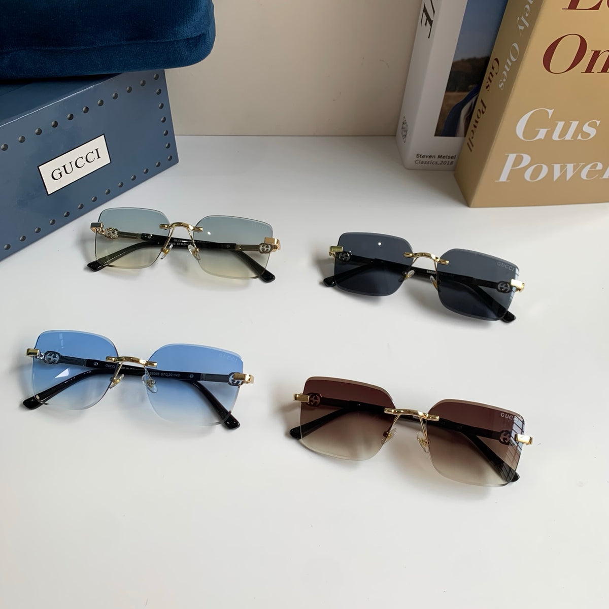 Gucci Metal Square Blue Lens Sunglasses for Men & Women - 371477 - detail image 9