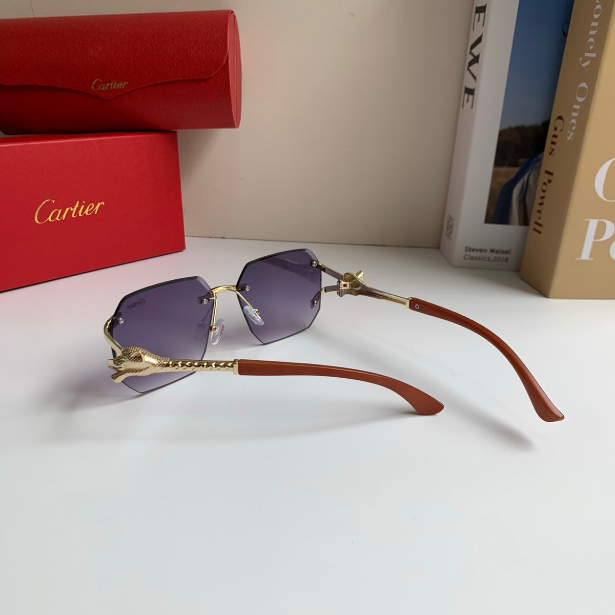 Cartier Metal Fashion Silver Lens Sunglasses for Men & Women - 382762 - detail image 6
