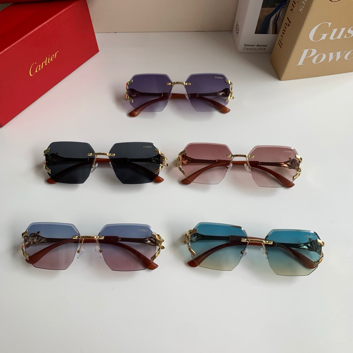 Cartier Metal Fashion Silver Lens Sunglasses for Men & Women - 382762 - detail image 10