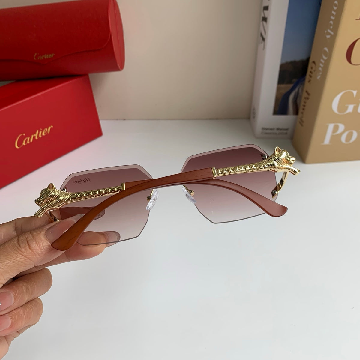Cartier Metal Fashion Silver Lens Sunglasses for Men & Women - 132553 - detail image 8