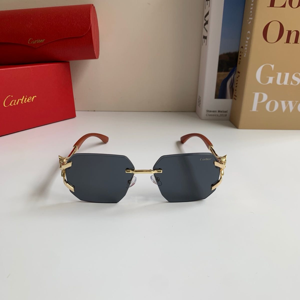 Cartier Metal Fashion Silver Lens Sunglasses for Men & Women - 132554 - detail image 3