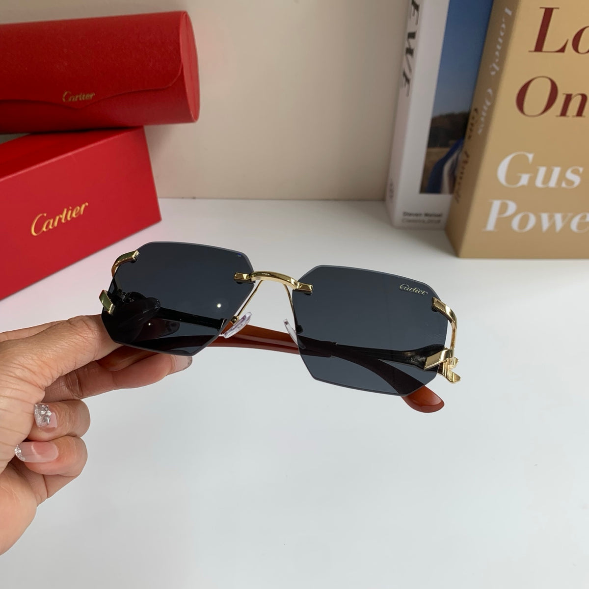 Cartier Metal Fashion Silver Lens Sunglasses for Men & Women - 382765 - detail image 4