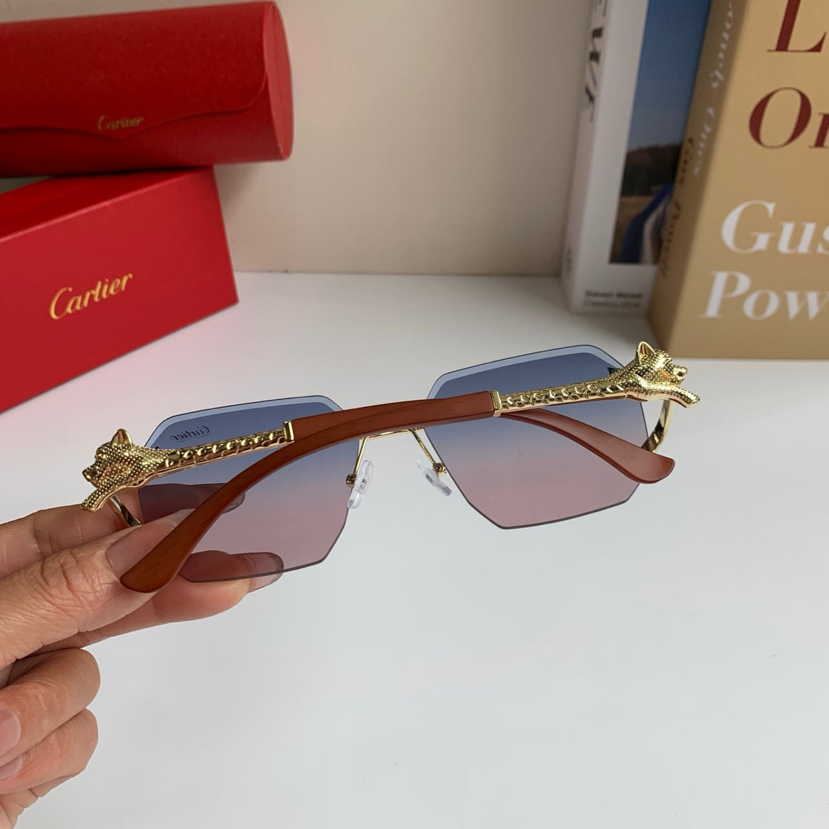 Cartier Metal Fashion Silver Lens Sunglasses for Men & Women - 382766 - detail image 6