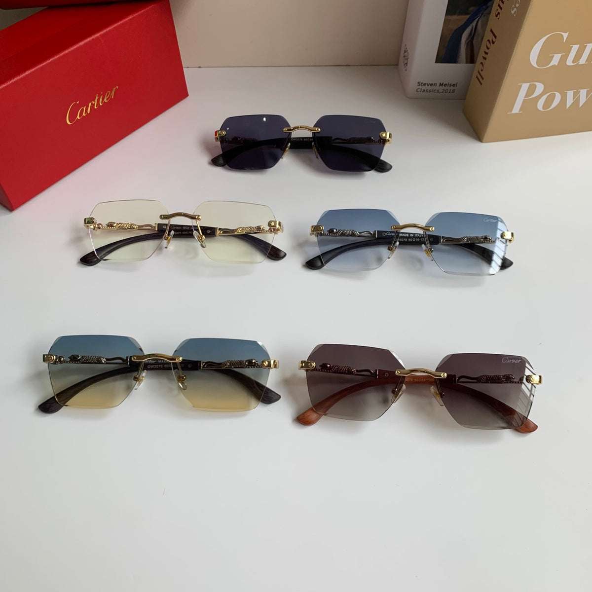 Cartier Lightweight Rimless Silver Lens Sunglasses for Men & Women - 487347 - detail image 10