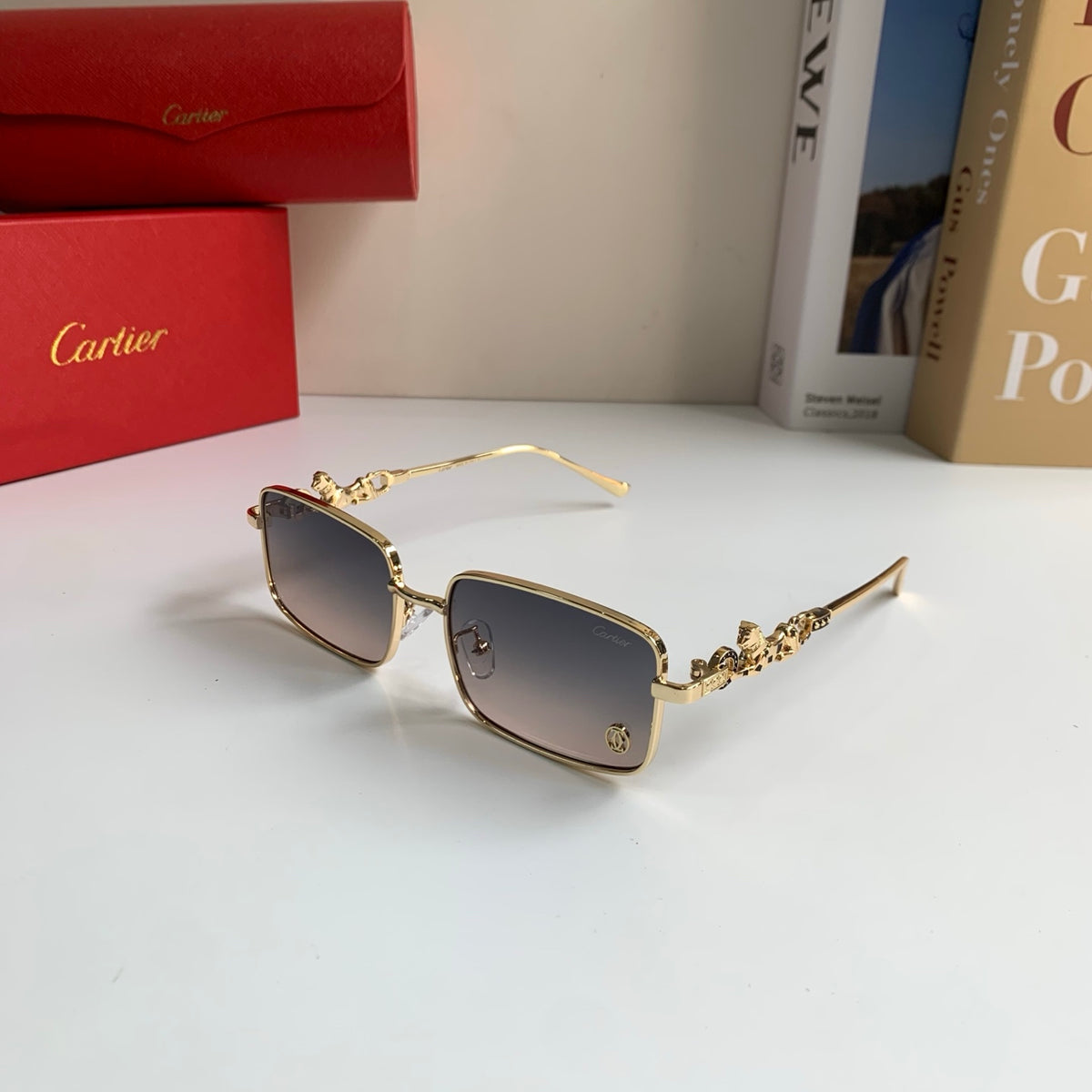 Cartier Metal Square Silver Lens Sunglasses for Men & Women - 158502 - detail image 2