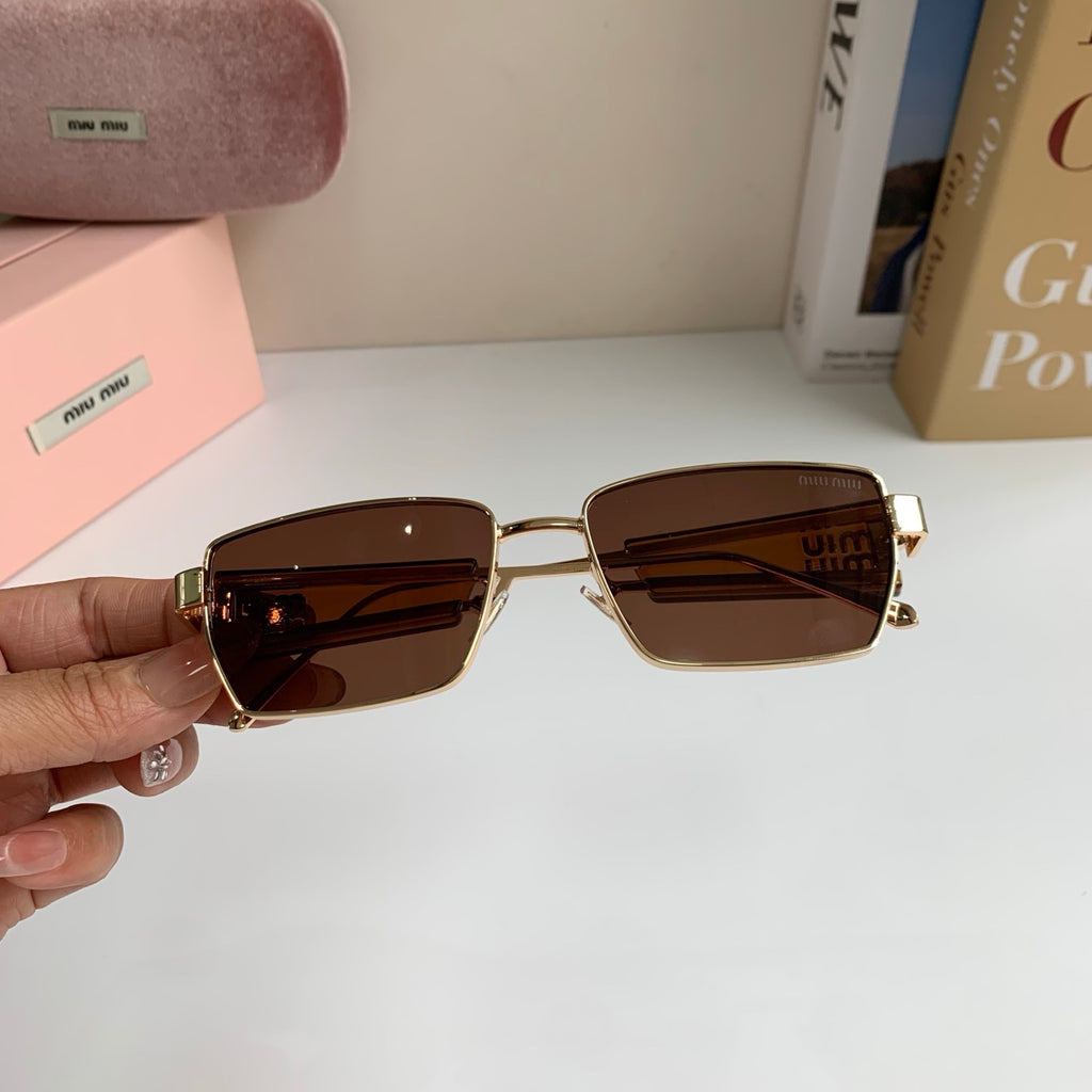 Miu Miu Metal Square Brown Lens Sunglasses for Men & Women - 383001 - detail image 3