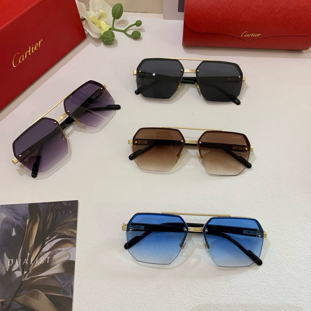 Cartier Metal Square Brown Lens Sunglasses for Men & Women - 432278 - detail image 4