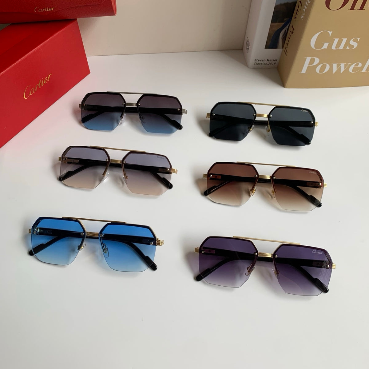 Cartier Square Silver Lens Sunglasses for Men & Women - 487399 - detail image 9