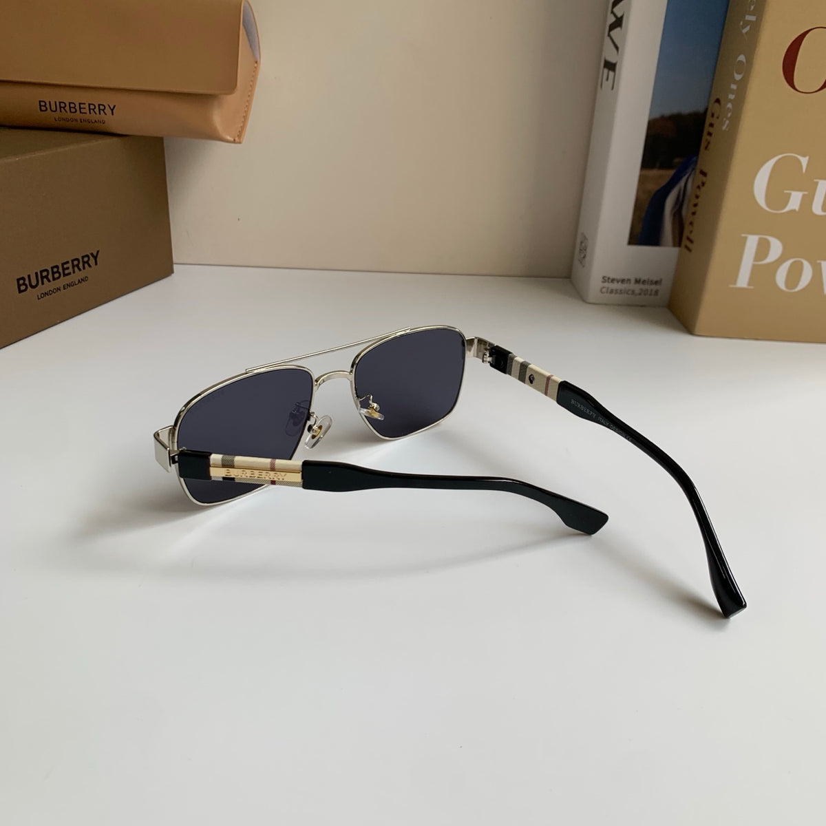 Burberry Metal Square Silver Lens Sunglasses for Men & Women - 487441 - detail image 8