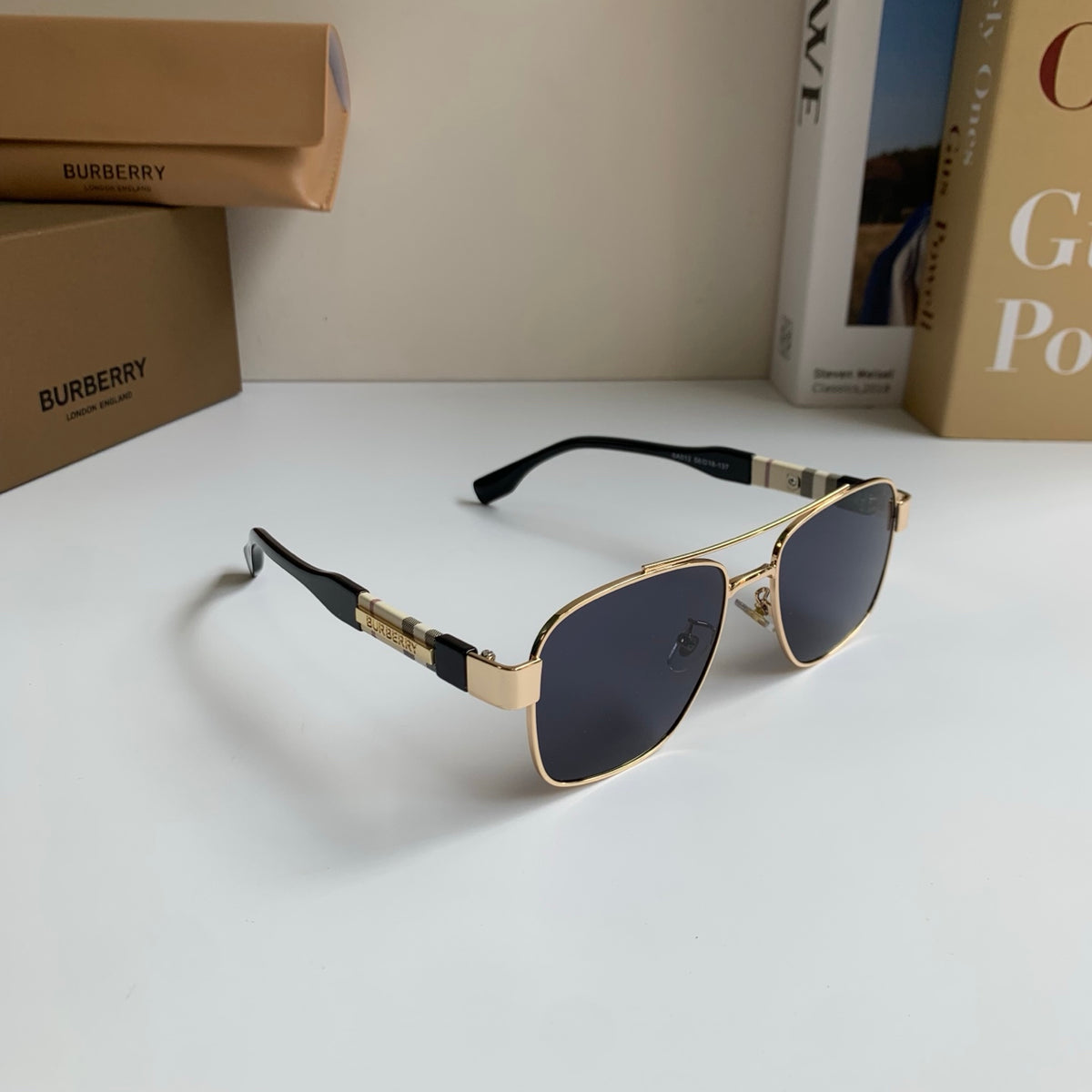 Burberry Metal Square Silver Lens Sunglasses for Men & Women - 399092