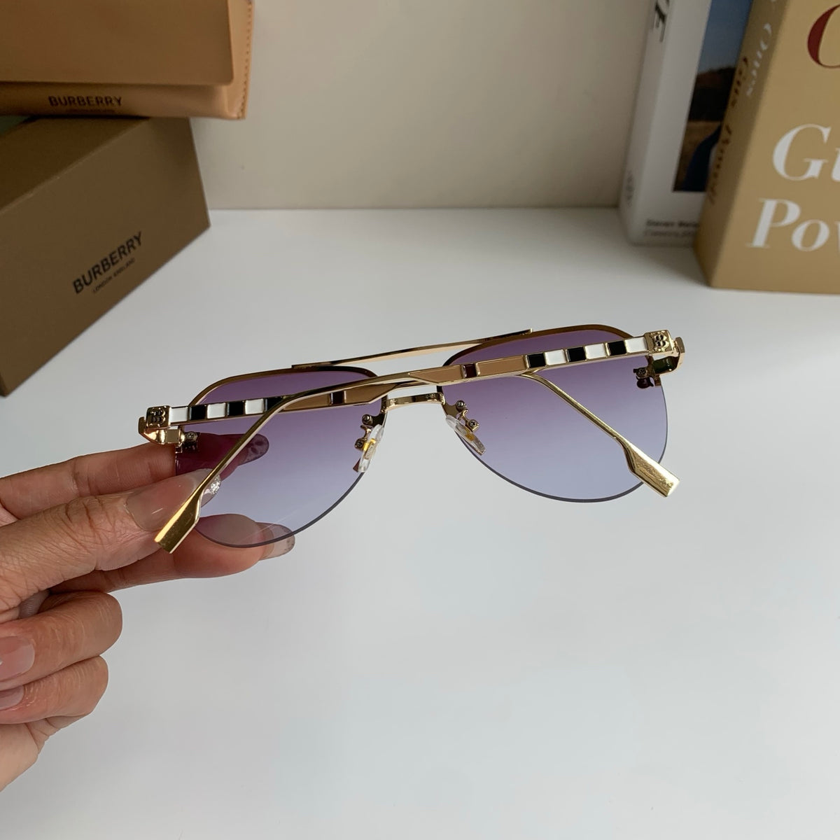 Burberry Metal Aviator Silver Lens Sunglasses for Men & Women - 487408 - detail image 8