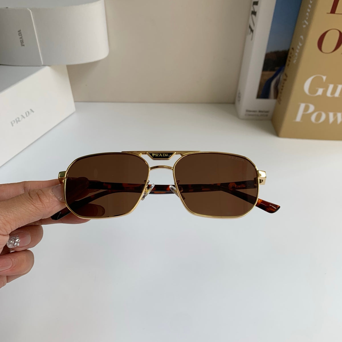 Prada Metal Fashion Brown Lens Sunglasses for Men & Women - 382595 - detail image 3