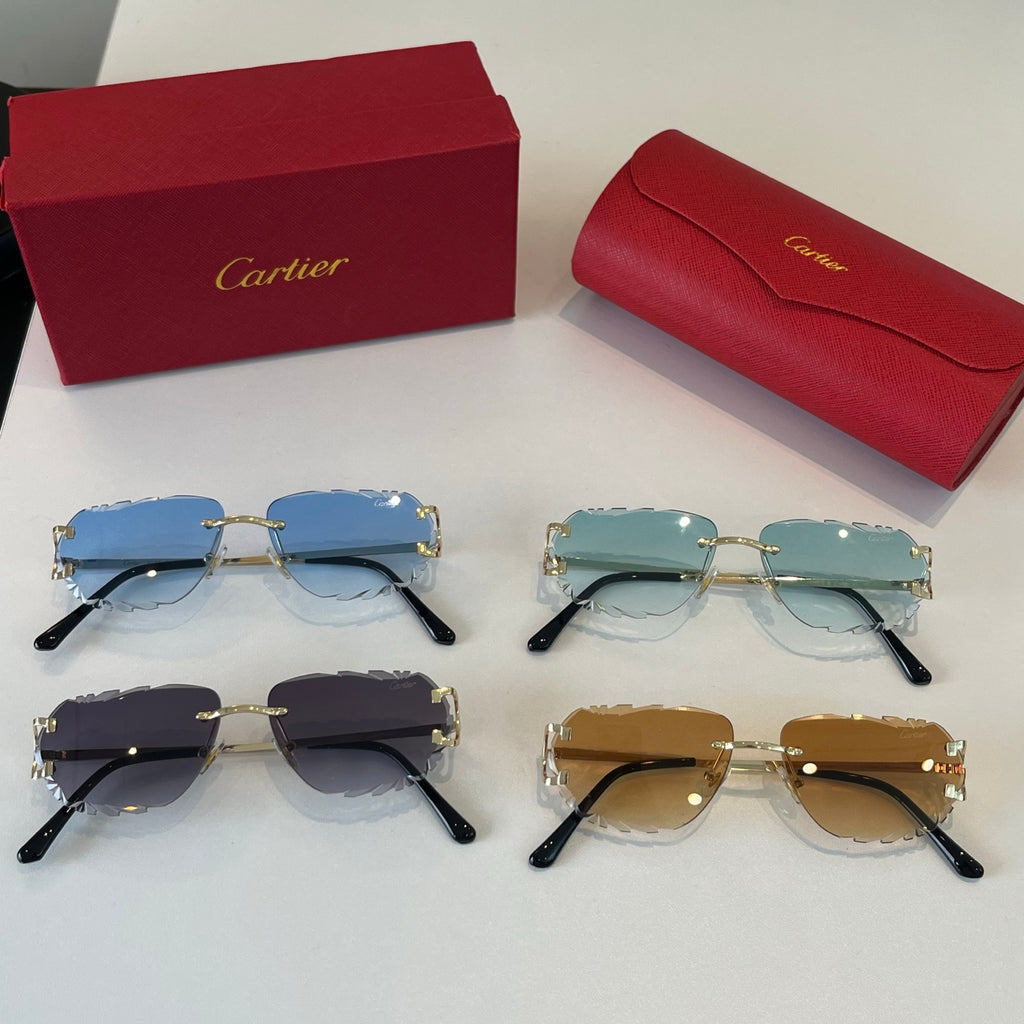 Cartier Lightweight Metal Rimless Blue Lens Sunglasses for Men & Wome - 465870 - detail image 10